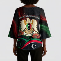 Libya Revolution Day Kimono Sleeve Blouse Flying Eagle Libyan Coat Of Arms Map - Land Of Resilience And Pride