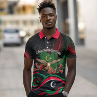 Libya Revolution Day Polo Shirt Flying Eagle Libyan Coat Of Arms Map - Land Of Resilience And Pride