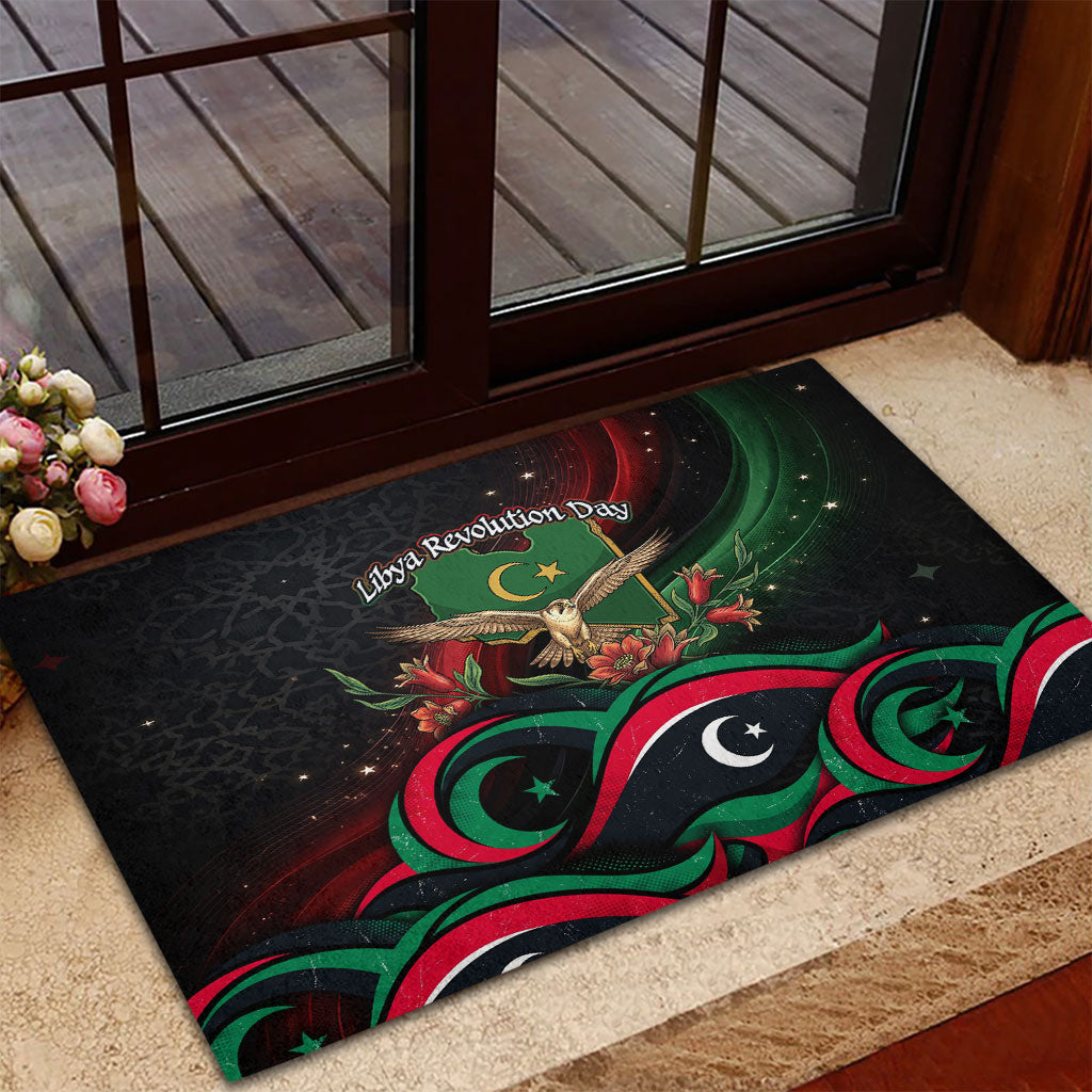 Libya Revolution Day Rubber Doormat Flying Eagle Libyan Coat Of Arms Map - Land Of Resilience And Pride
