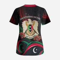 Libya Revolution Day Scrub Top Flying Eagle Libyan Coat Of Arms Map - Land Of Resilience And Pride