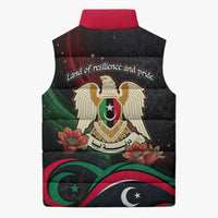 Libya Revolution Day Sleeveless Puffer Jacket Flying Eagle Libyan Coat Of Arms Map - Land Of Resilience And Pride