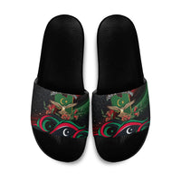 Libya Revolution Day Slide Sandals Flying Eagle Libyan Coat Of Arms Map - Land Of Resilience And Pride