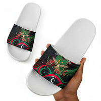 Libya Revolution Day Slide Sandals Flying Eagle Libyan Coat Of Arms Map - Land Of Resilience And Pride