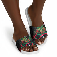 Libya Revolution Day Slide Sandals Flying Eagle Libyan Coat Of Arms Map - Land Of Resilience And Pride