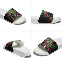 Libya Revolution Day Slide Sandals Flying Eagle Libyan Coat Of Arms Map - Land Of Resilience And Pride