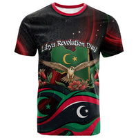 Libya Revolution Day T shirt Flying Eagle Libyan Coat Of Arms Map - Land Of Resilience And Pride