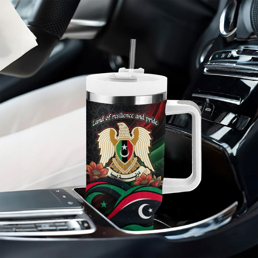 Libya Revolution Day Tumbler With Handle Flying Eagle Libyan Coat Of Arms Map - Land Of Resilience And Pride
