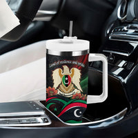 Libya Revolution Day Tumbler With Handle Flying Eagle Libyan Coat Of Arms Map - Land Of Resilience And Pride