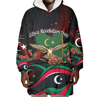 Libya Revolution Day Wearable Blanket Hoodie Flying Eagle Libyan Coat Of Arms Map - Land Of Resilience And Pride