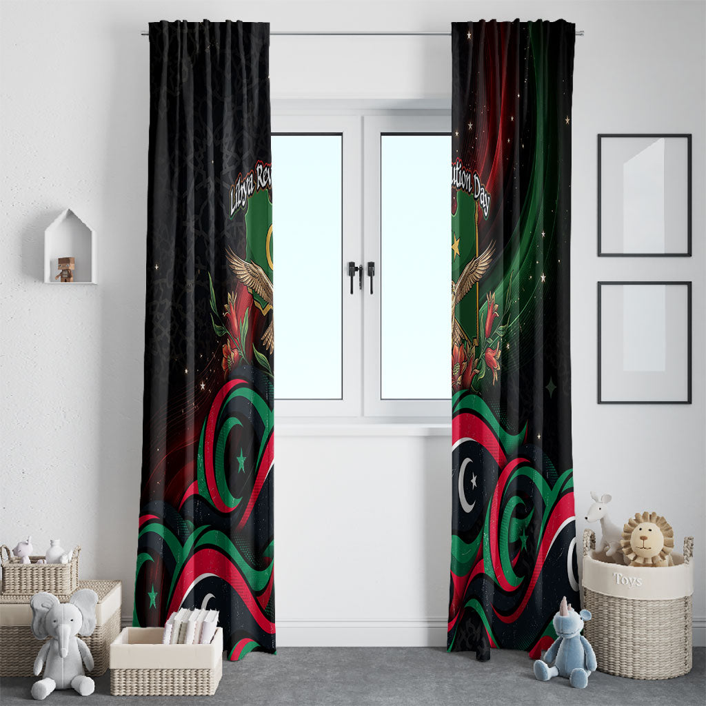 Libya Revolution Day Window Curtain Flying Eagle Libyan Coat Of Arms Map - Land Of Resilience And Pride