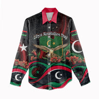Libya Revolution Day Women Casual Shirt Flying Eagle Libyan Coat Of Arms Map - Land Of Resilience And Pride