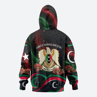 Libya Revolution Day Zip Hoodie Flying Eagle Libyan Coat Of Arms Map - Land Of Resilience And Pride
