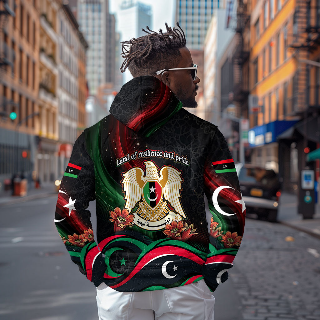 Libya Revolution Day Zip Hoodie Flying Eagle Libyan Coat Of Arms Map - Land Of Resilience And Pride