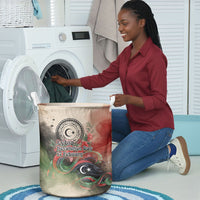 Libya Revolution Day Laundry Basket Libyan National Pride Watercolor Flag Waves Floral