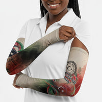 Libya Revolution Day Arm Sleeves Libyan National Pride Watercolor Flag Waves Floral