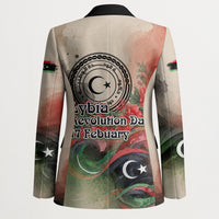 Libya Revolution Day Blazer Libyan National Pride Watercolor Flag Waves Floral