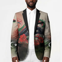 Libya Revolution Day Blazer Libyan National Pride Watercolor Flag Waves Floral