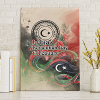 Libya Revolution Day Canvas Wall Art Libyan National Pride Watercolor Flag Waves Floral