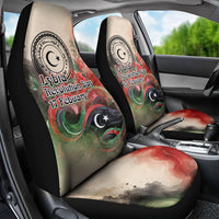 Libya Revolution Day Car Seat Cover Libyan National Pride Watercolor Flag Waves Floral