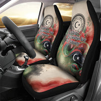 Libya Revolution Day Car Seat Cover Libyan National Pride Watercolor Flag Waves Floral