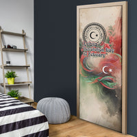Libya Revolution Day Door Cover Libyan National Pride Watercolor Flag Waves Floral