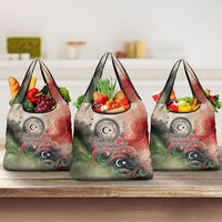 Libya Revolution Day Grocery Bag Libyan National Pride Watercolor Flag Waves Floral