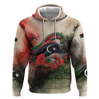 Libya Revolution Day Hoodie Libyan National Pride Watercolor Flag Waves Floral
