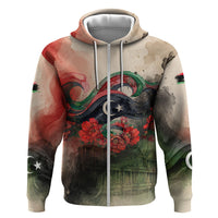 Libya Revolution Day Hoodie Libyan National Pride Watercolor Flag Waves Floral