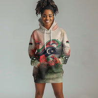 Libya Revolution Day Hoodie Dress Libyan National Pride Watercolor Flag Waves Floral