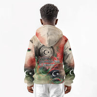 Libya Revolution Day Kid Hoodie Libyan National Pride Watercolor Flag Waves Floral