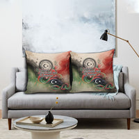 Libya Revolution Day Pillow Cover Libyan National Pride Watercolor Flag Waves Floral