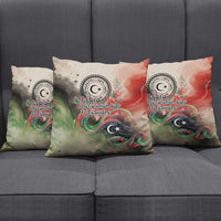 Libya Revolution Day Pillow Cover Libyan National Pride Watercolor Flag Waves Floral