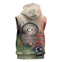 Libya Revolution Day Sleeveless Hoodie Libyan National Pride Watercolor Flag Waves Floral