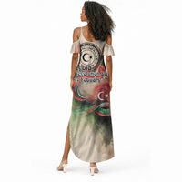 Libya Revolution Day Summer Maxi Dress Libyan National Pride Watercolor Flag Waves Floral