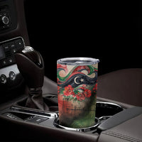 Libya Revolution Day Tumbler Cup Libyan National Pride Watercolor Flag Waves Floral