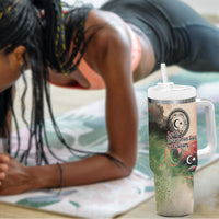 Libya Revolution Day Tumbler With Handle Libyan National Pride Watercolor Flag Waves Floral
