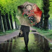 Libya Revolution Day Umbrella Libyan National Pride Watercolor Flag Waves Floral