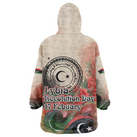 Libya Revolution Day Wearable Blanket Hoodie Libyan National Pride Watercolor Flag Waves Floral