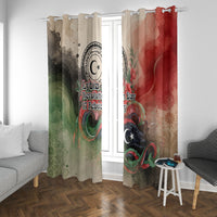 Libya Revolution Day Window Curtain Libyan National Pride Watercolor Flag Waves Floral