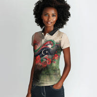 Libya Revolution Day Women Polo Shirt Libyan National Pride Watercolor Flag Waves Floral