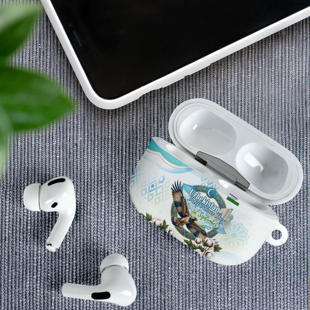 Uzbekistan Independence Day AirPods Case Honor The Legacy Flying Eagle Plants National Emblem