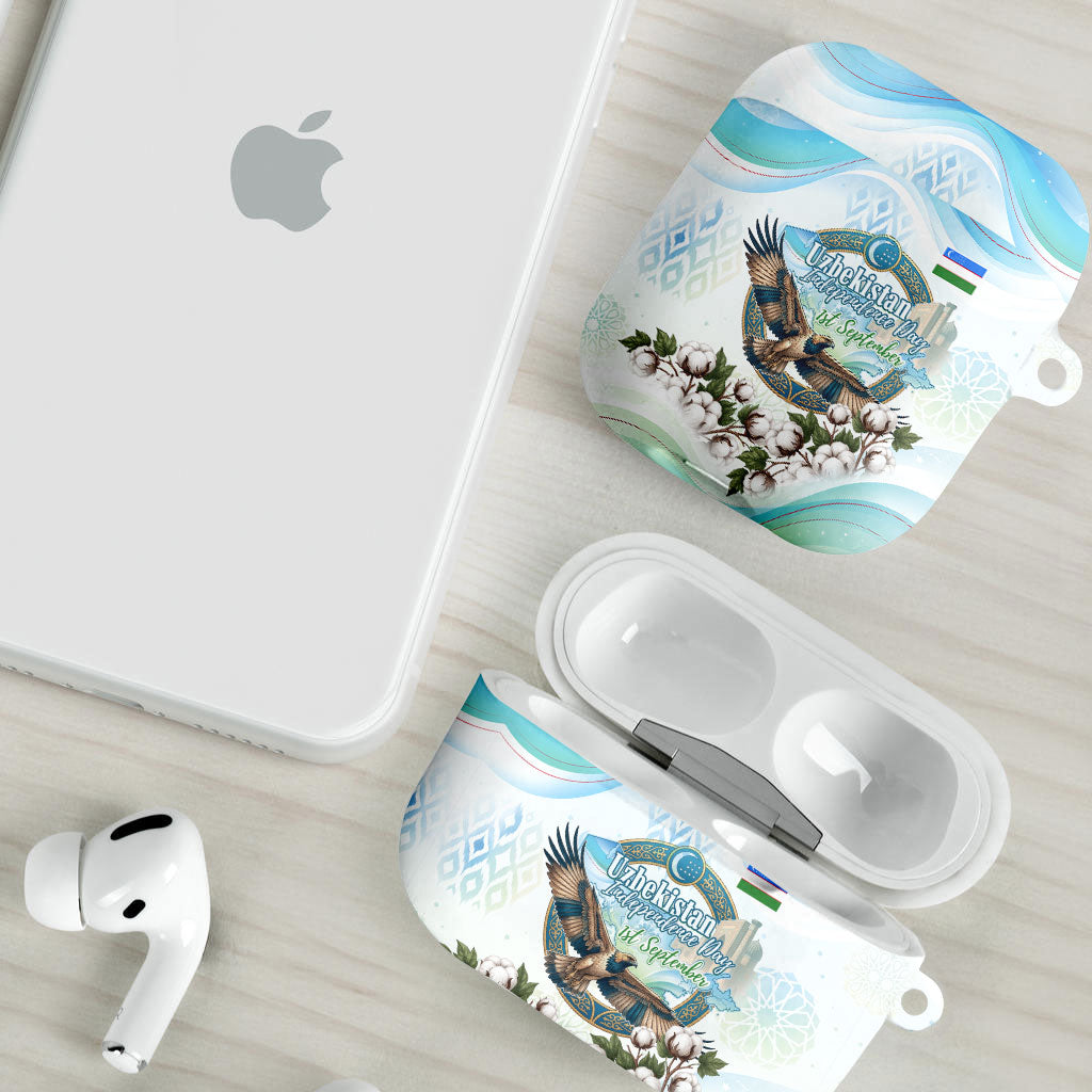 Uzbekistan Independence Day AirPods Case Honor The Legacy Flying Eagle Plants National Emblem