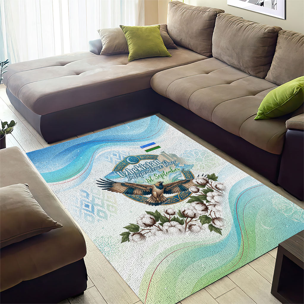 Uzbekistan Independence Day Area Rug Honor The Legacy Flying Eagle Plants National Emblem