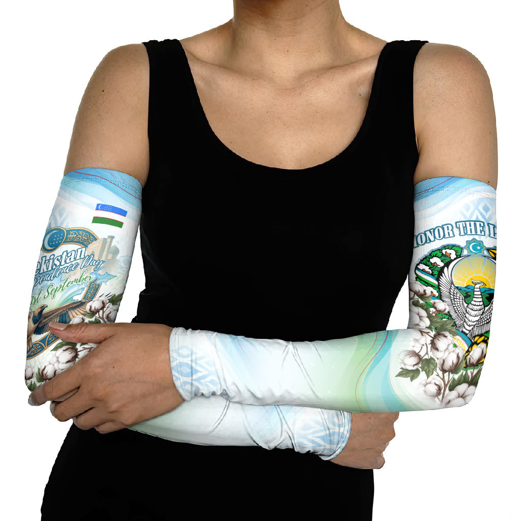 Uzbekistan Independence Day Arm Sleeves Honor The Legacy Flying Eagle Plants National Emblem
