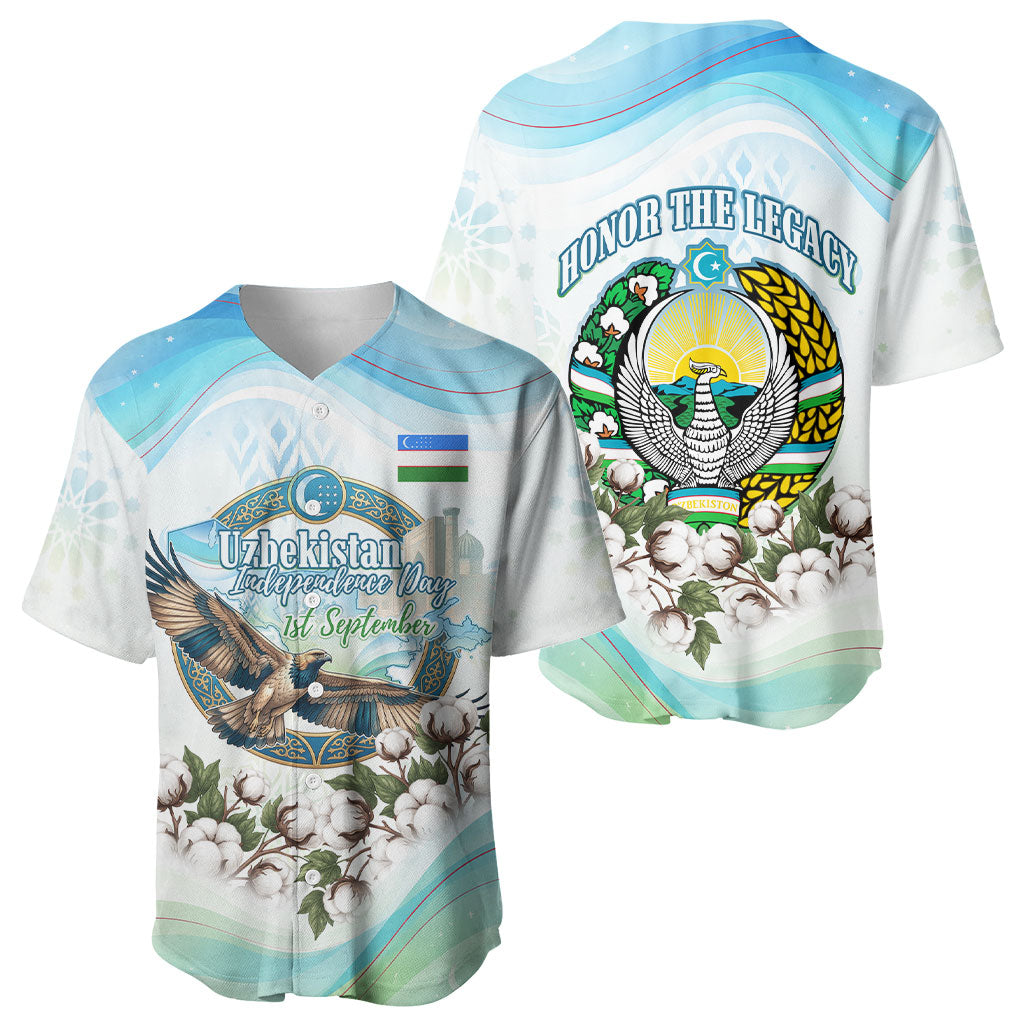 Uzbekistan Independence Day Baseball Jersey Honor The Legacy Flying Eagle Plants National Emblem