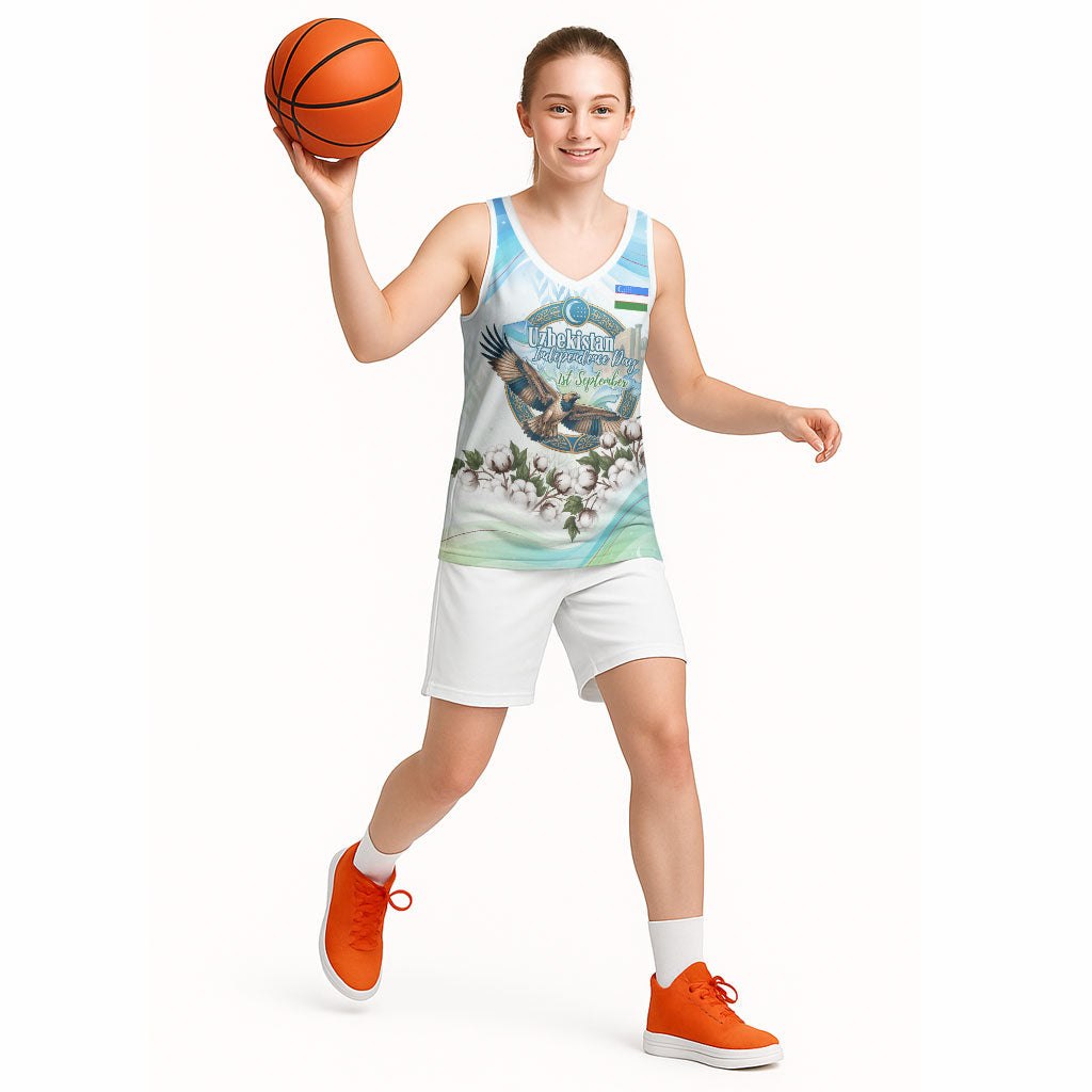 Uzbekistan Independence Day Basketball Jersey Honor The Legacy Flying Eagle Plants National Emblem