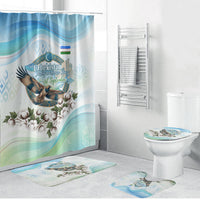 Uzbekistan Independence Day Bathroom Set Honor The Legacy Flying Eagle Plants National Emblem