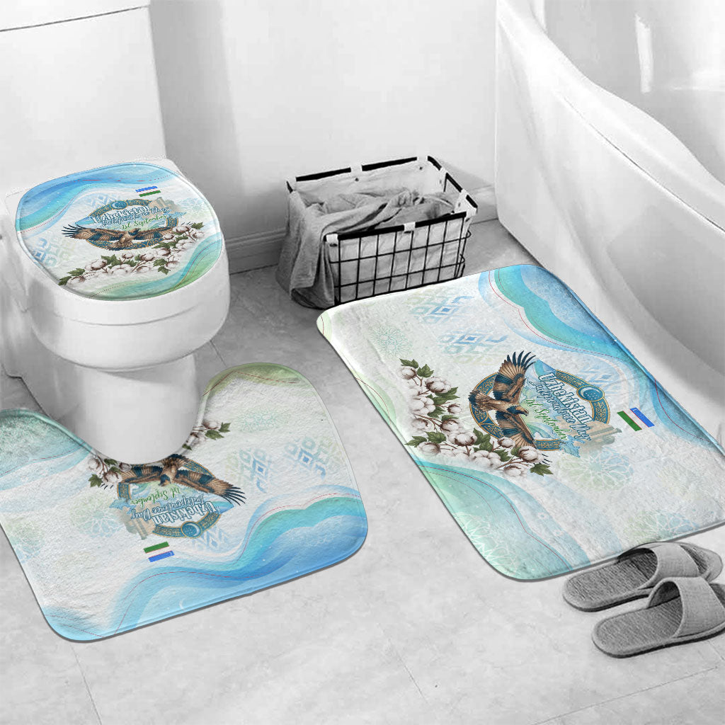Uzbekistan Independence Day Bathroom Set Honor The Legacy Flying Eagle Plants National Emblem