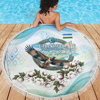 Uzbekistan Independence Day Beach Blanket Honor The Legacy Flying Eagle Plants National Emblem