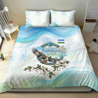 Uzbekistan Independence Day Bedding Set Honor The Legacy Flying Eagle Plants National Emblem